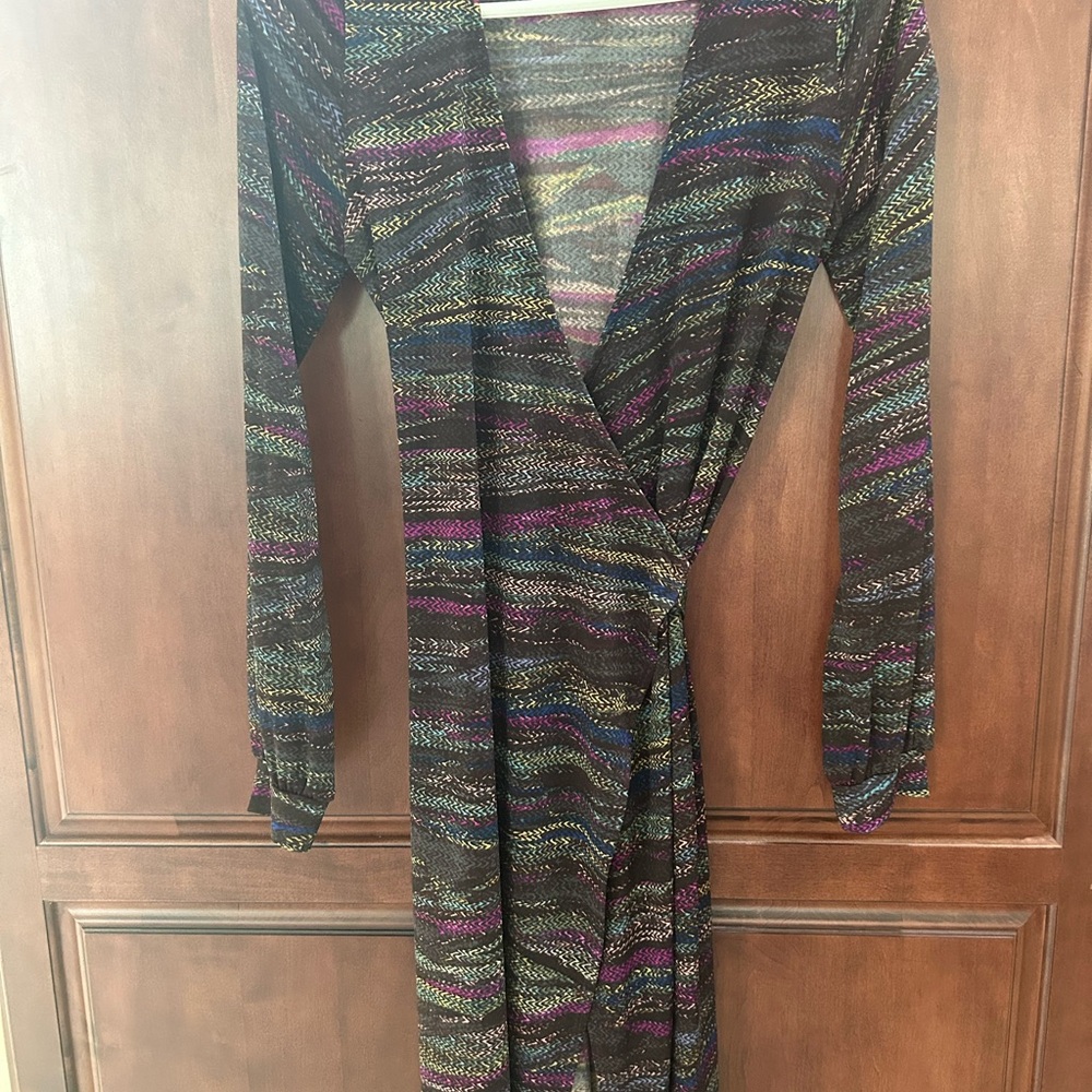 Multicolor Striped Wrap Dress